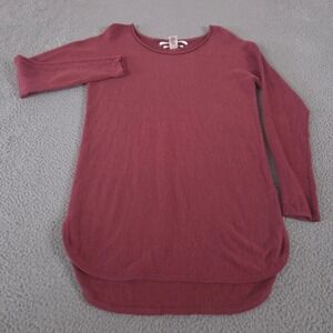 Max Studio Sweater Womens Medium Burgundy Extrafine Merino Wool Roll Neck Tunic